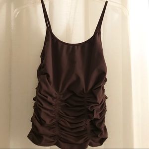💰4/$25 bebe Brown Ruched Tank Top Spaghetti Strap